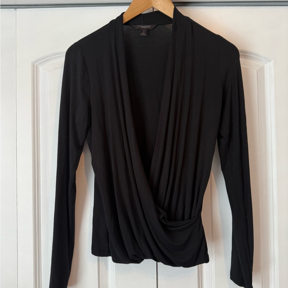 Banana Republic Black Wrap Blouse